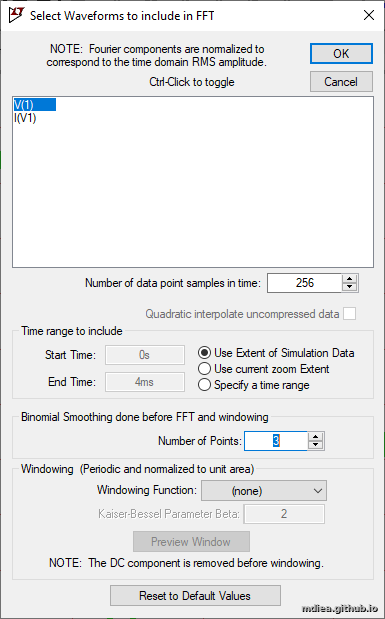 Binomial Smoothing done before FFT and windowing